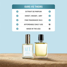 ALT. FRAGRANCES bottle in a handbag illustrating everyday portability and style