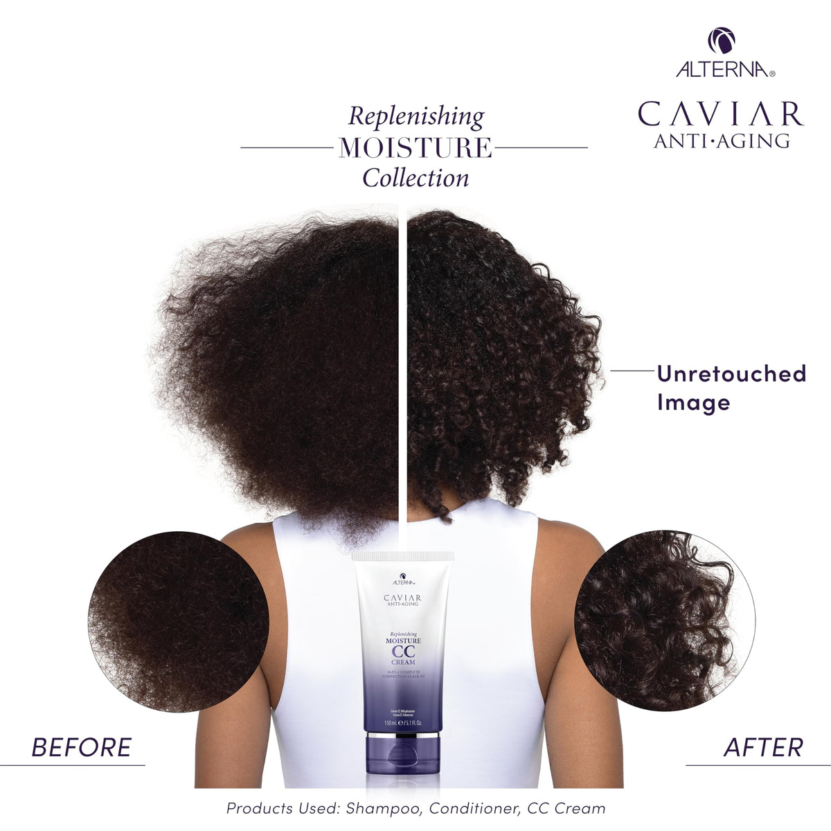 Alterna CC Cream label close-up highlighting caviar extract and clean-formula benefits