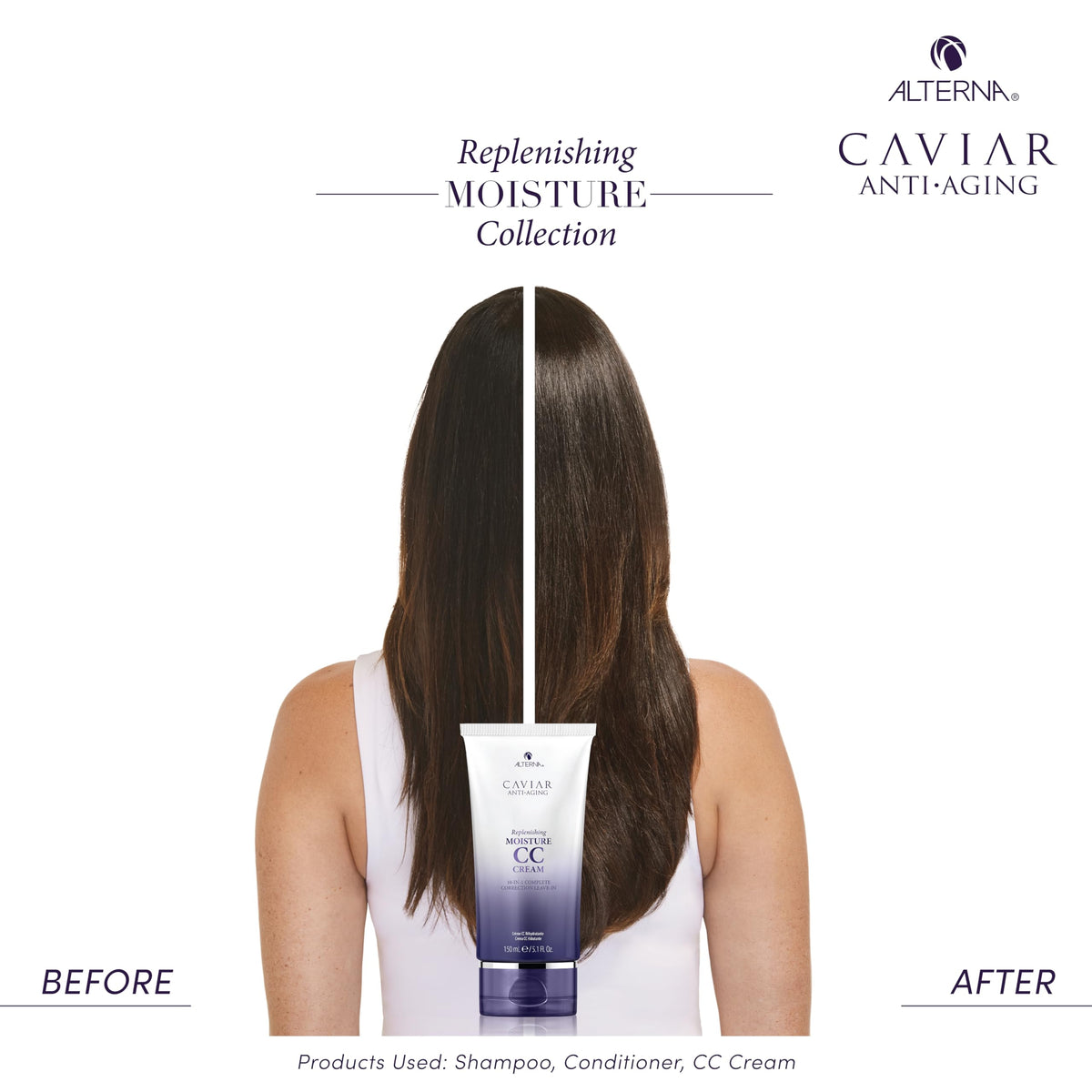 Alterna CC Cream size comparison in hand illustrating 5.1 ounce volume and portability