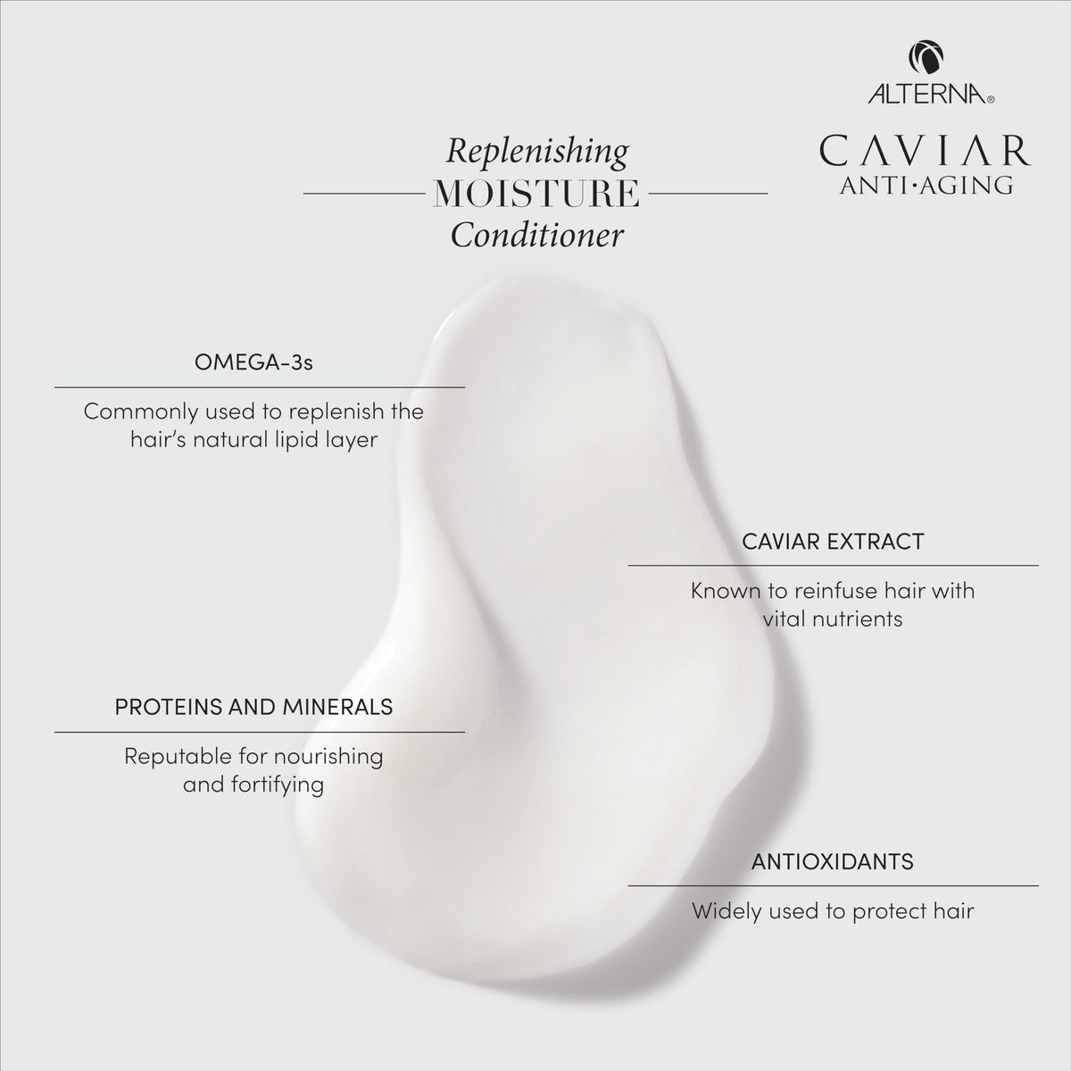 Alterna creamy conditioner texture close-up showing rich moisturizing feel