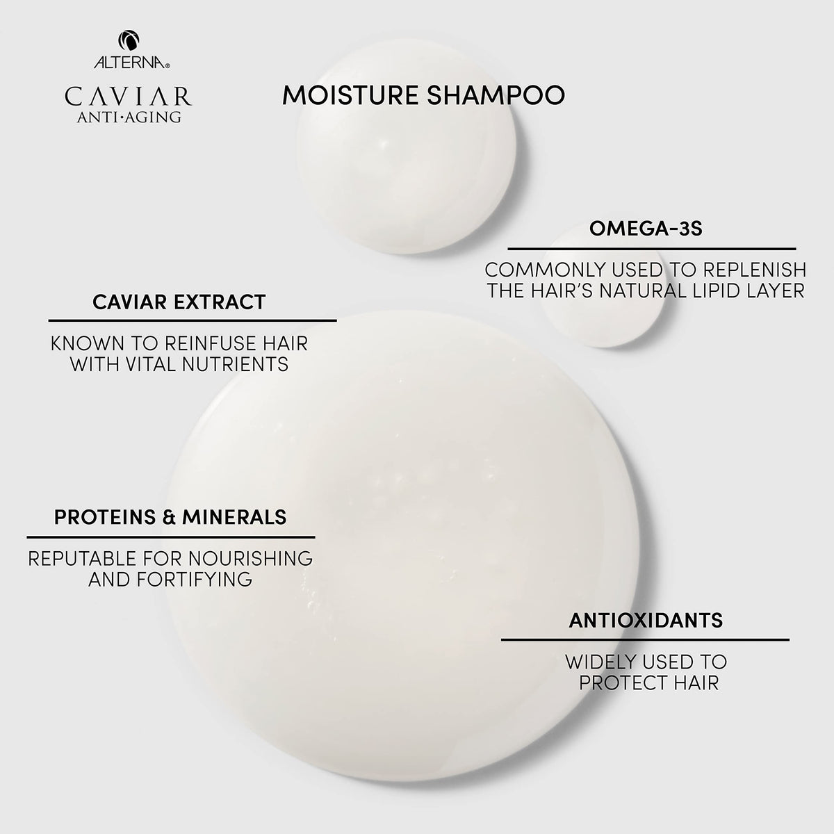 Alterna product label detail showing CAVIAR extract and ingredient focus