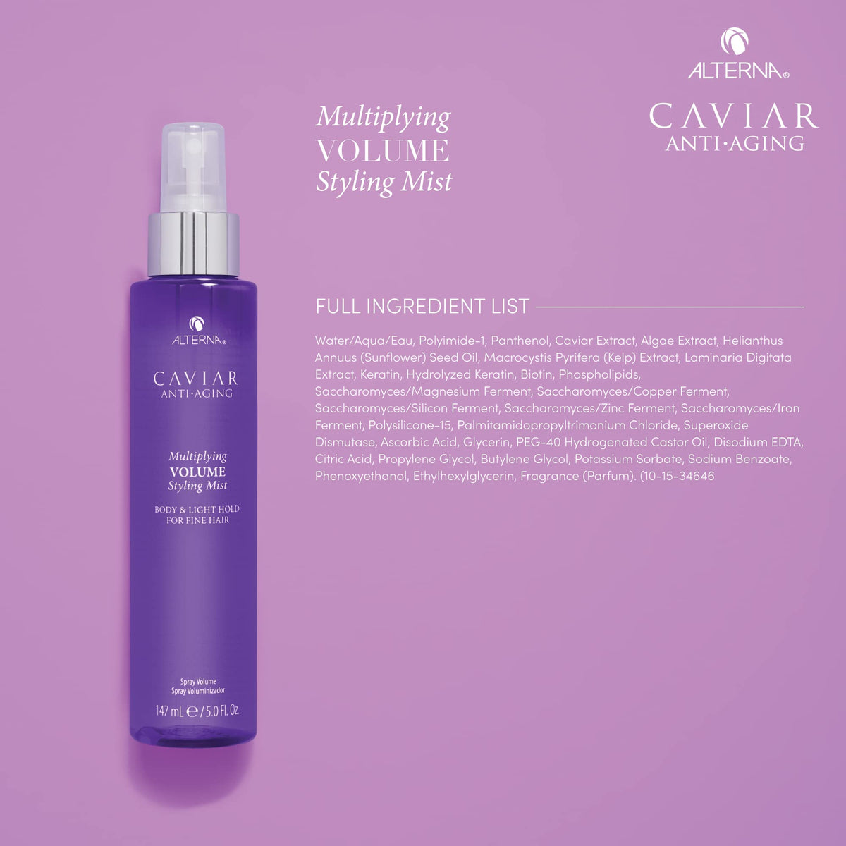 Alterna drop of mist on finger showing lightweight texture and hydration