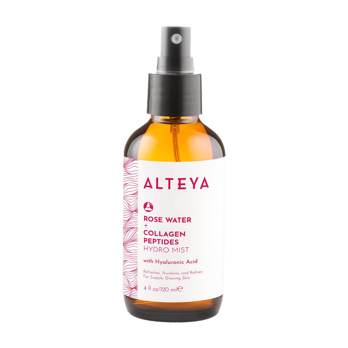 Alteya Organics front packaging showing bottle and label, highlights natural hydration