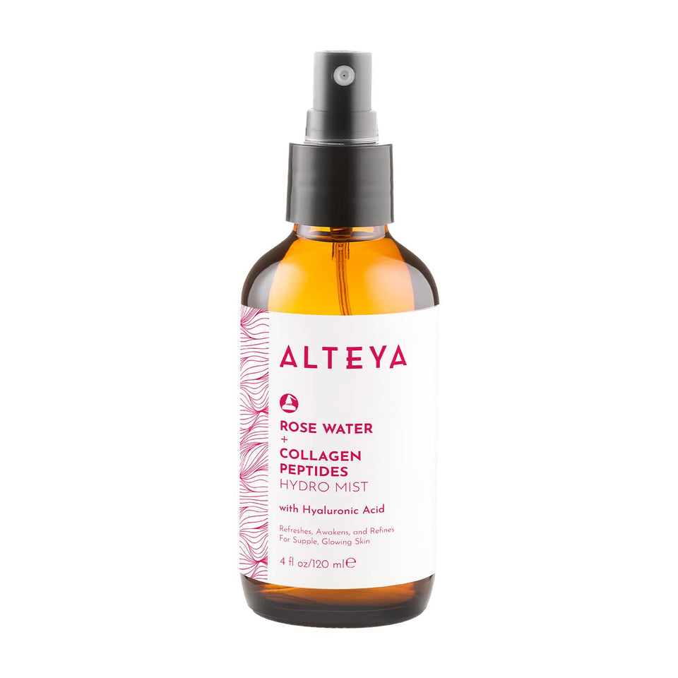 Alteya Organics front packaging showing bottle and label, highlights natural hydration