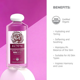 Alteya Organics 500ml bottle shown next to a common object for scale