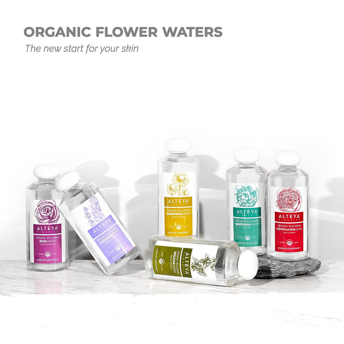 Alteya Organics droplet on skin demonstrating light non‑sticky hydration
