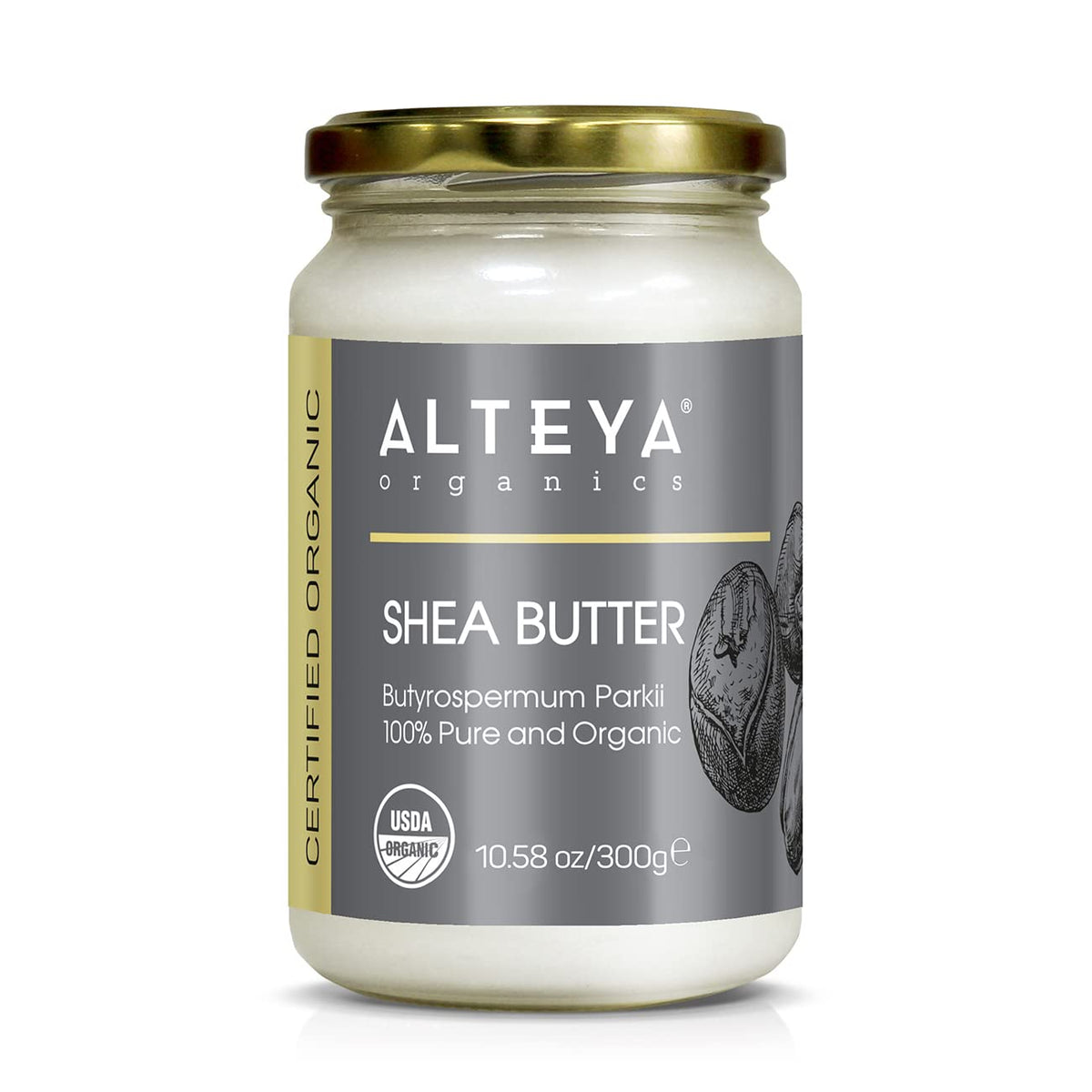 Alteya Organics front jar view showing clean organic packaging and sustainable glass