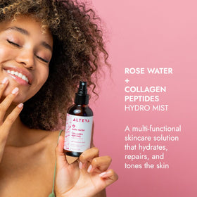 Alteya Organics spray mist in action delivering fine hydration and refreshing skin