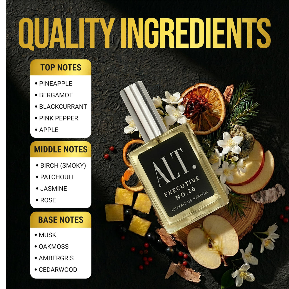 ALT. FRAGRANCES cap close-up showing finish and durable packaging detail