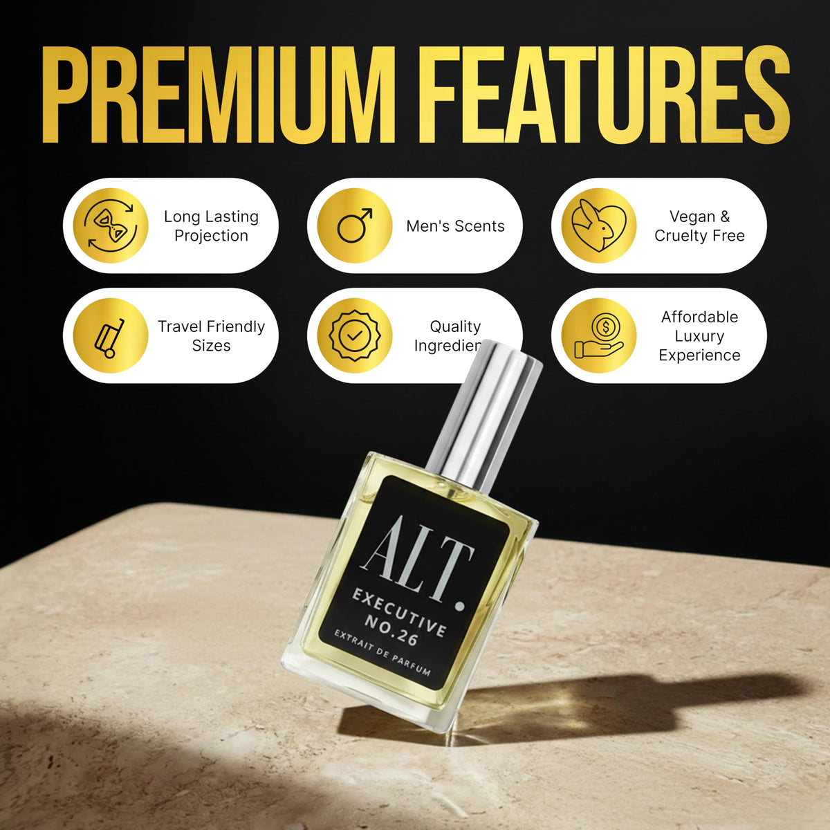ALT. FRAGRANCES glass texture close-up showing craftsmanship and premium feel