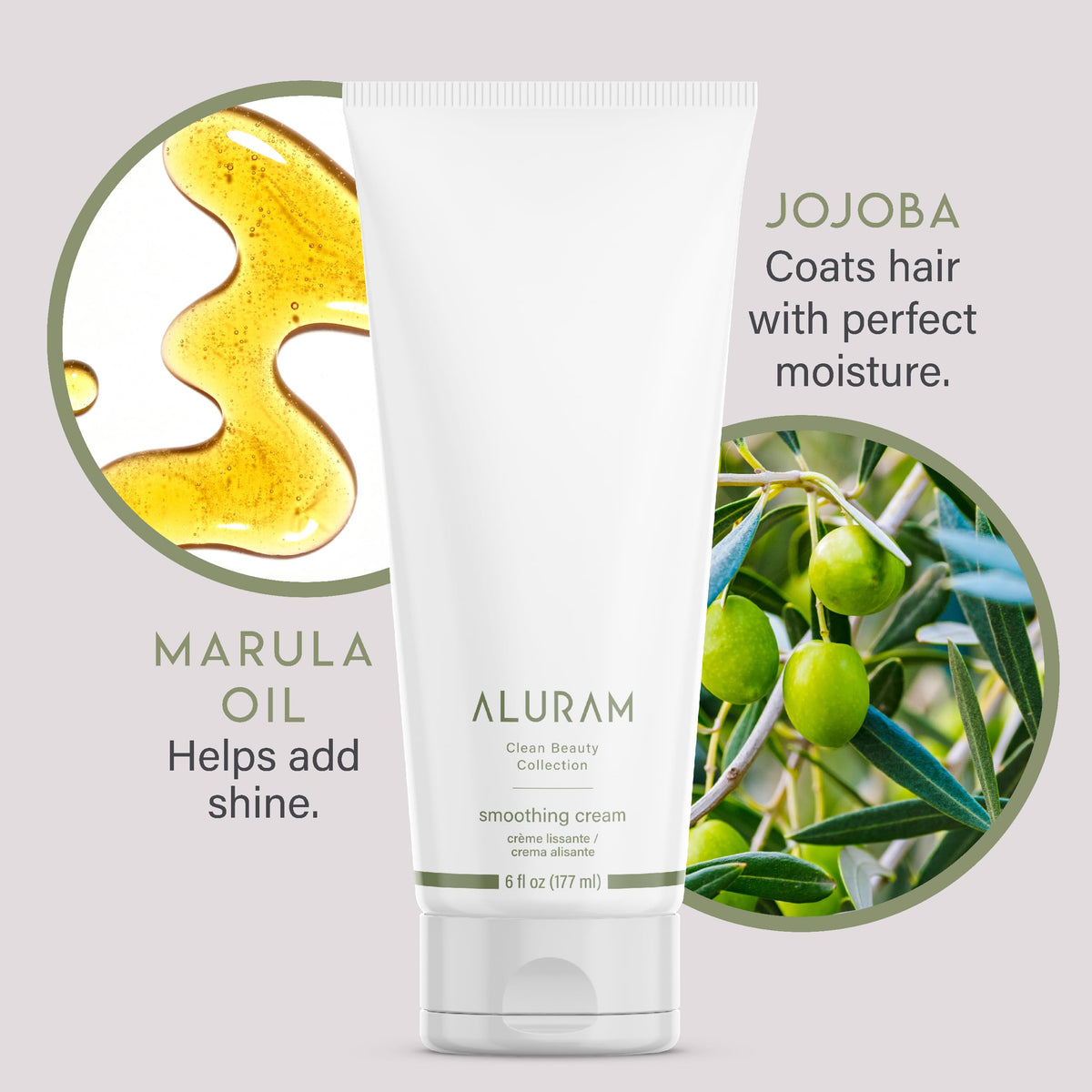 ALURAM in-use styling shot smoothing frizz for shiny hair