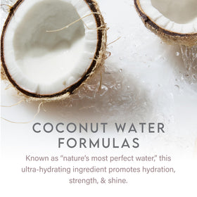 ALURAM coconut water and oils ingredient display, emphasizes natural nourishment