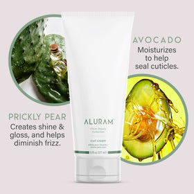 ALURAM cream in palm ready to apply for defined curls