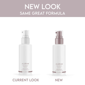 ALURAM close-up of pump dispensing lightweight serum texture for easy application
