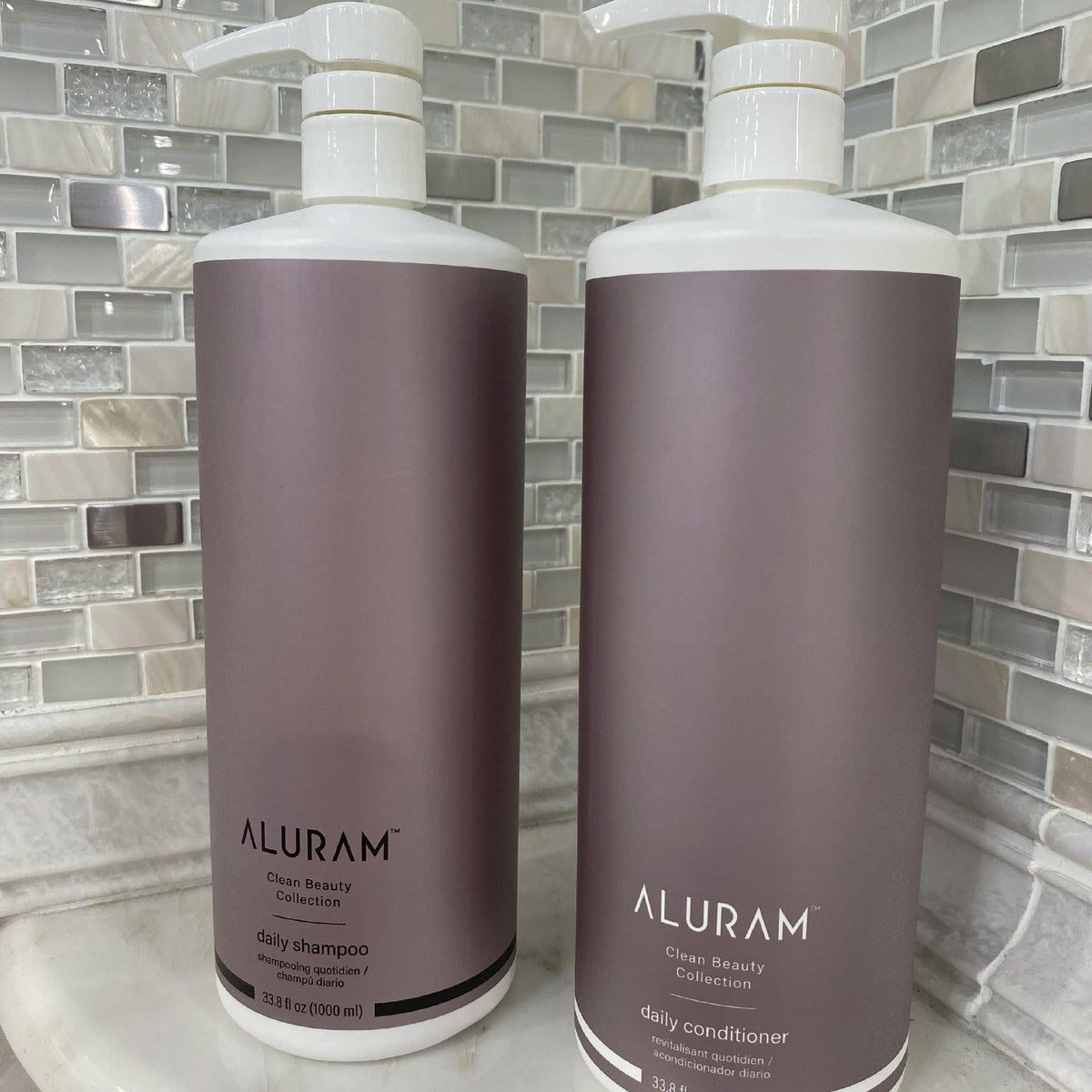 ALURAM pump dispensing creamy shampoo texture that rinses clean for lightweight hydration
