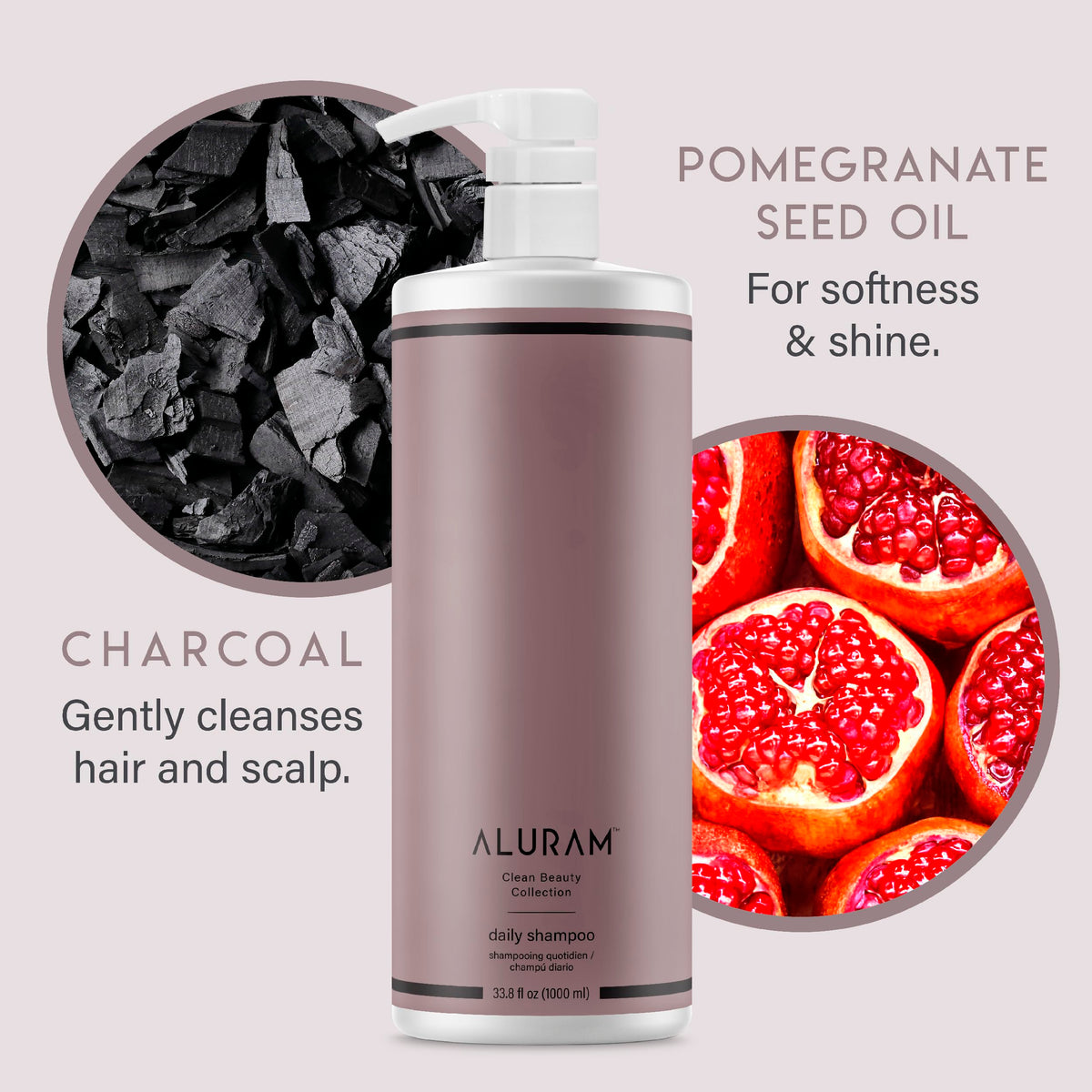 ALURAM shampoo lather on hair in shower demonstrating effective cleansing and detangling