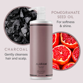 ALURAM shampoo lather on hair in shower demonstrating effective cleansing and detangling