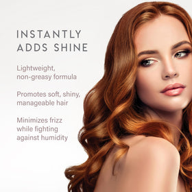 ALURAM serum applied to hair mid-lengths demonstrating frizz reduction and gloss