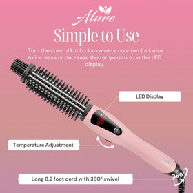 Alure styling brush in use creating glossy curls on short hair