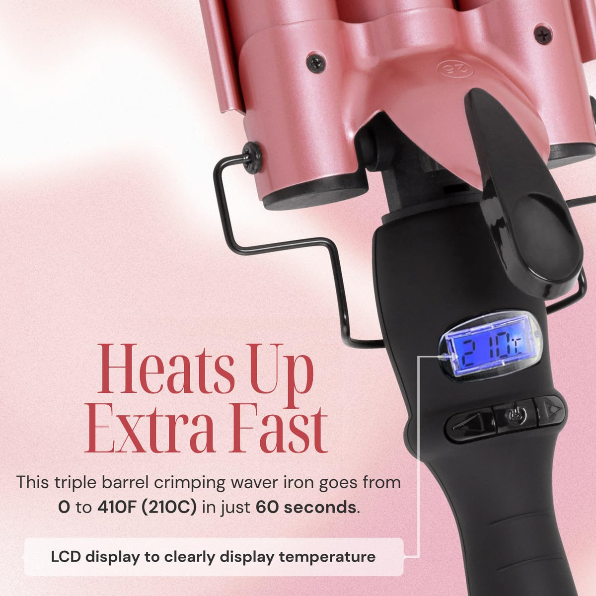 Alure LCD temperature display showing exact heat setting for safer control