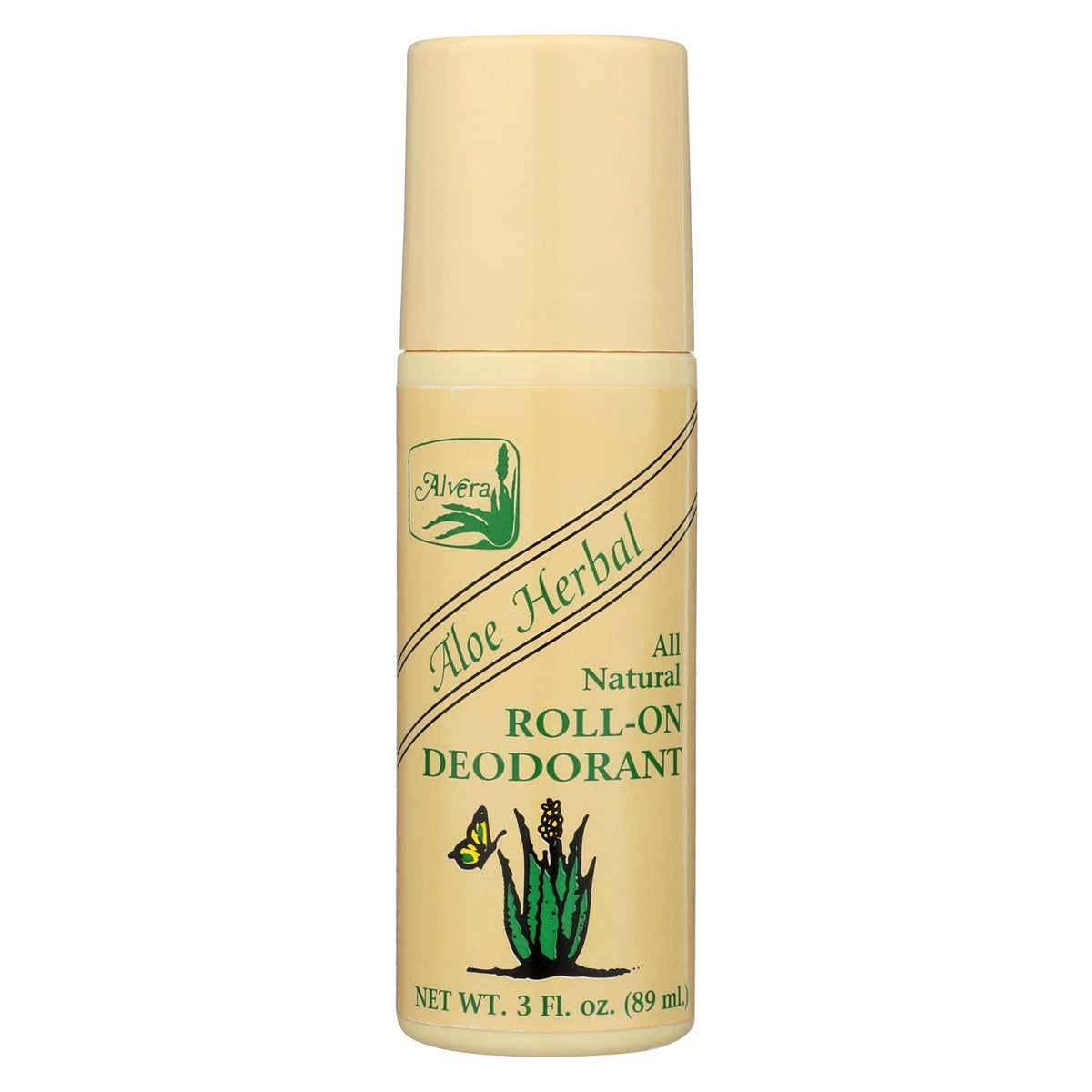 Alvera roll-on front bottle showing label and size, gentle daily freshness