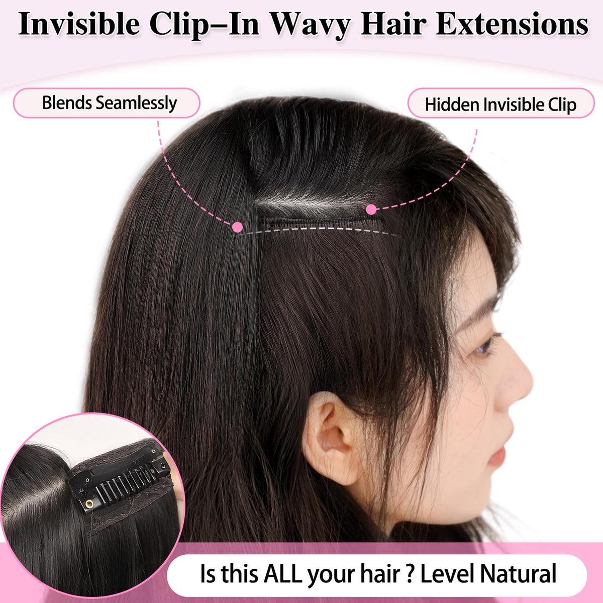 ALXNAN side profile of extensions worn, blended seamless appearance