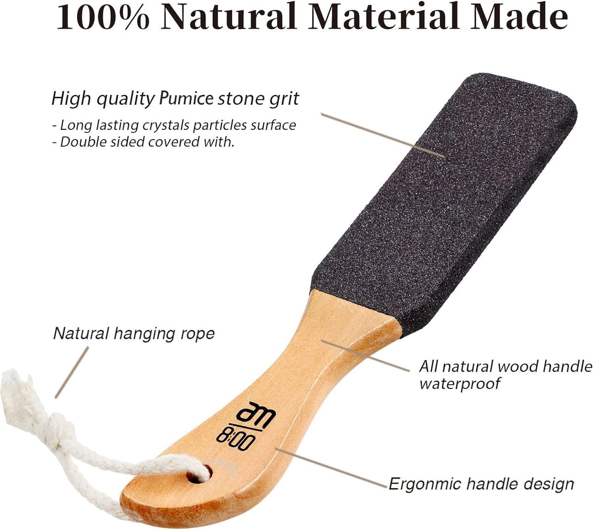 AM 8:00 close-up pumice texture showing natural abrasion for effective exfoliation