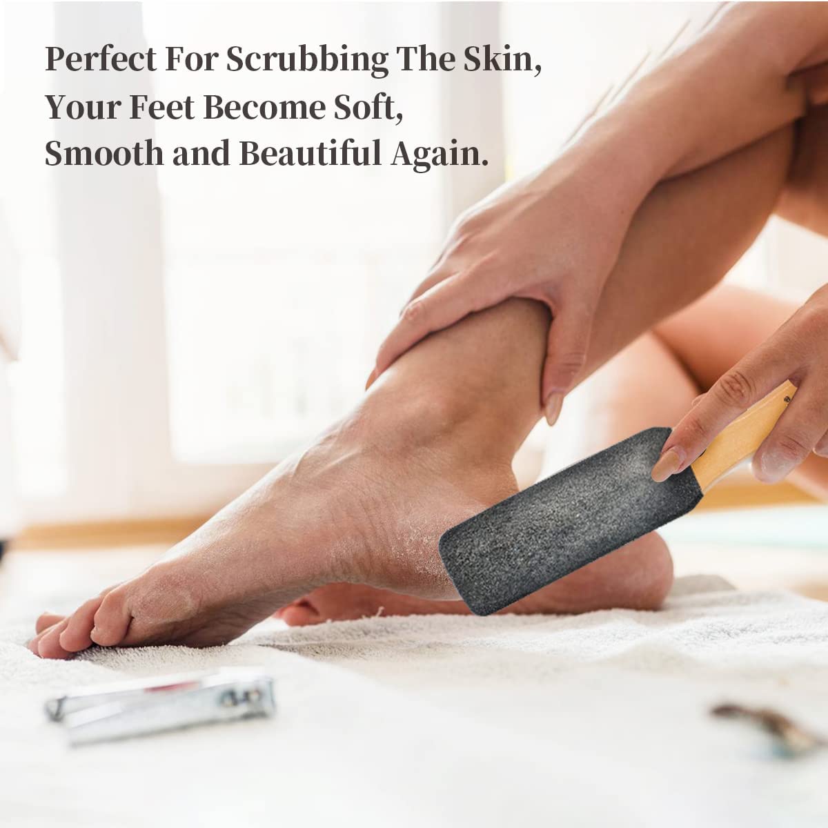 AM 8:00 two pumice files laid on towel showing hygiene rotation benefit