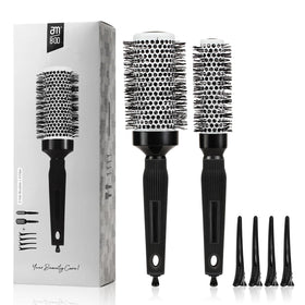 AM 8:00 full kit laid out showing brushes and clips for faster styling