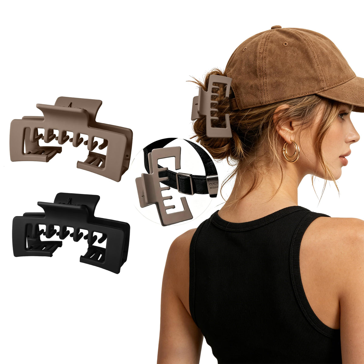 amader front packaging showing black and brown clips for versatile styling