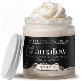 Amallow jar front view showing vanilla lavender label and calming scent benefits
