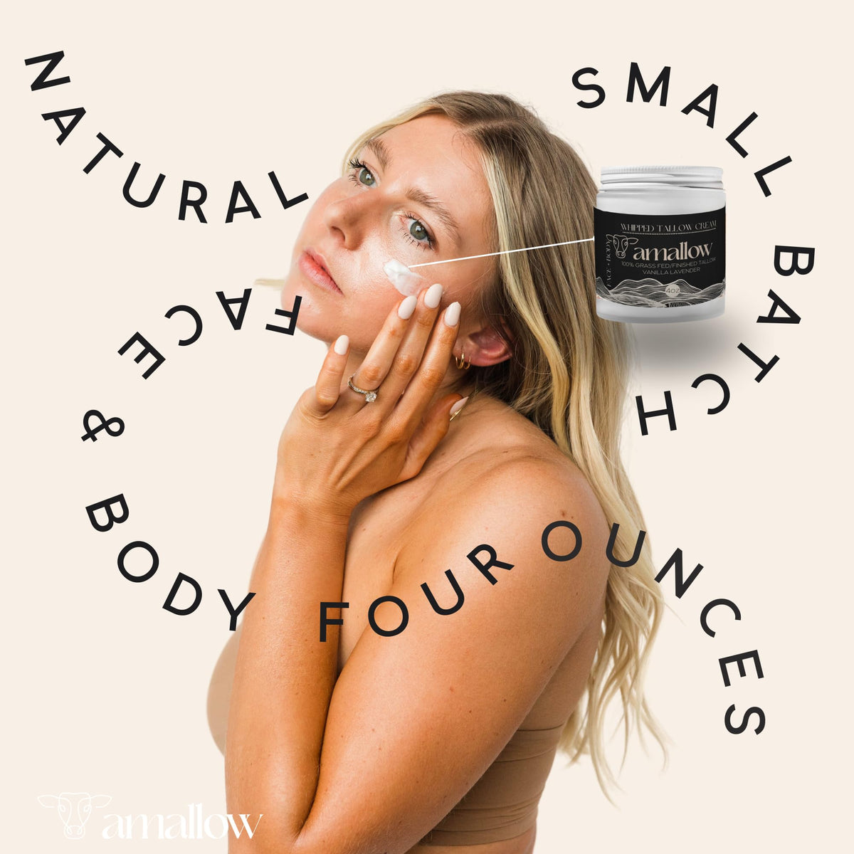 Amallow moisturizer on bathroom counter in lifestyle scene promoting daily ritual