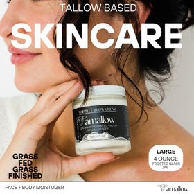 Amallow open jar showing whipped tallow texture and fast-absorbing moisture