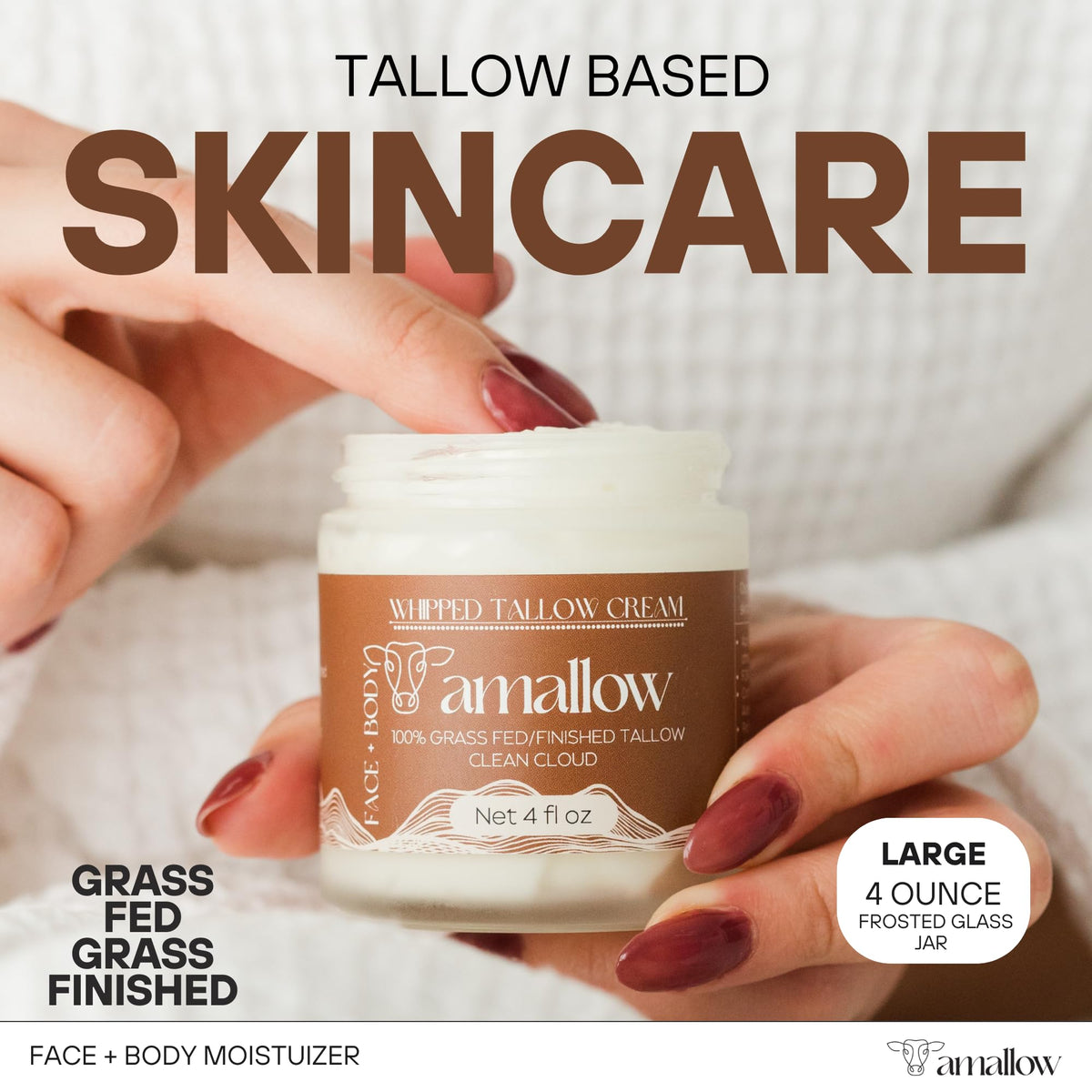 Amallow whipped moisturizer texture close-up illustrating light, spreadable cream