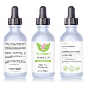 Amara Beauty bottle beside ruler showing 2 fl oz scale and full ingredient label