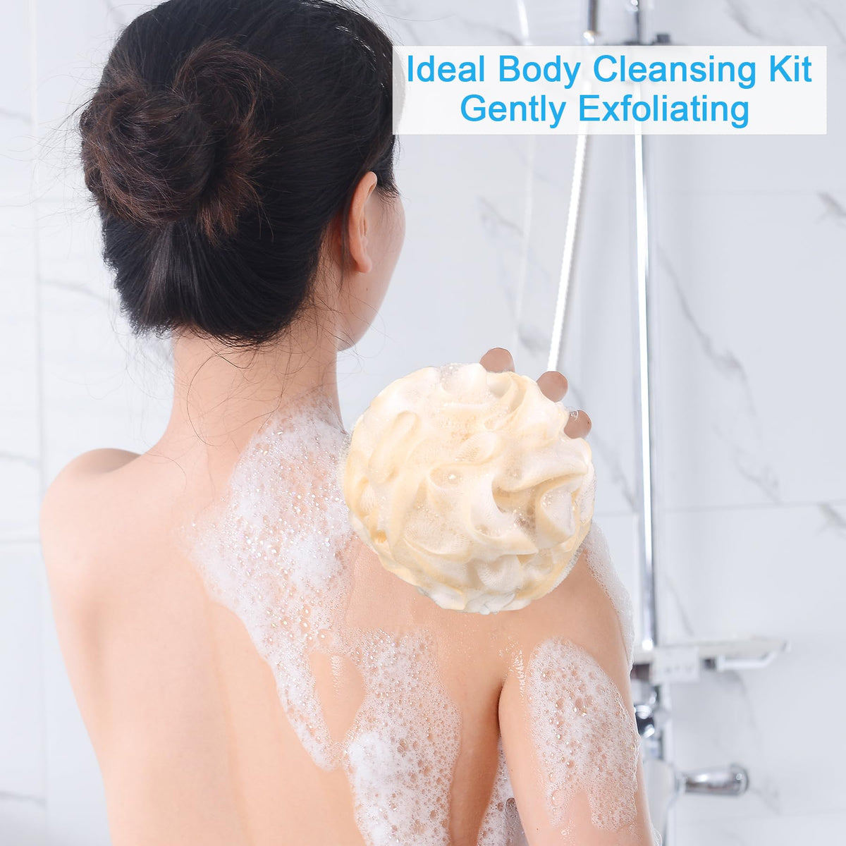 AmazerBath hanging ribbon detail for easy drying and storage