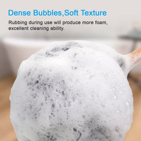 AmazerBath in-use back scrubbing shot showing extended reach and easier washing benefit