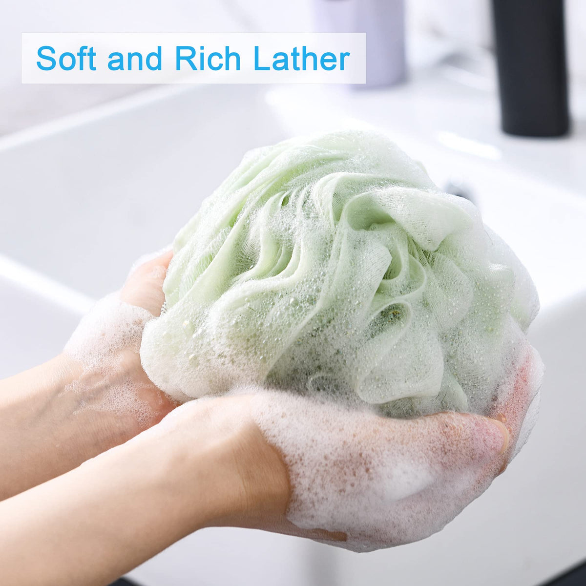AmazerBath close-up of dense mesh texture highlighting rich lather potential