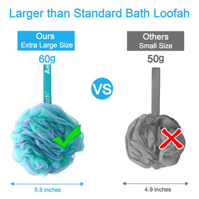 AmazerBath loofah complete four-color set laid flat for color-coding advantage