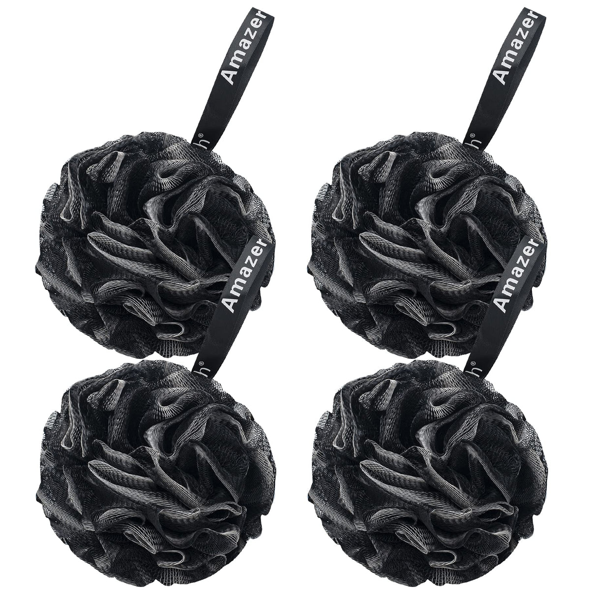 AmazerBath front view of loofah pack showing design and durable build benefits
