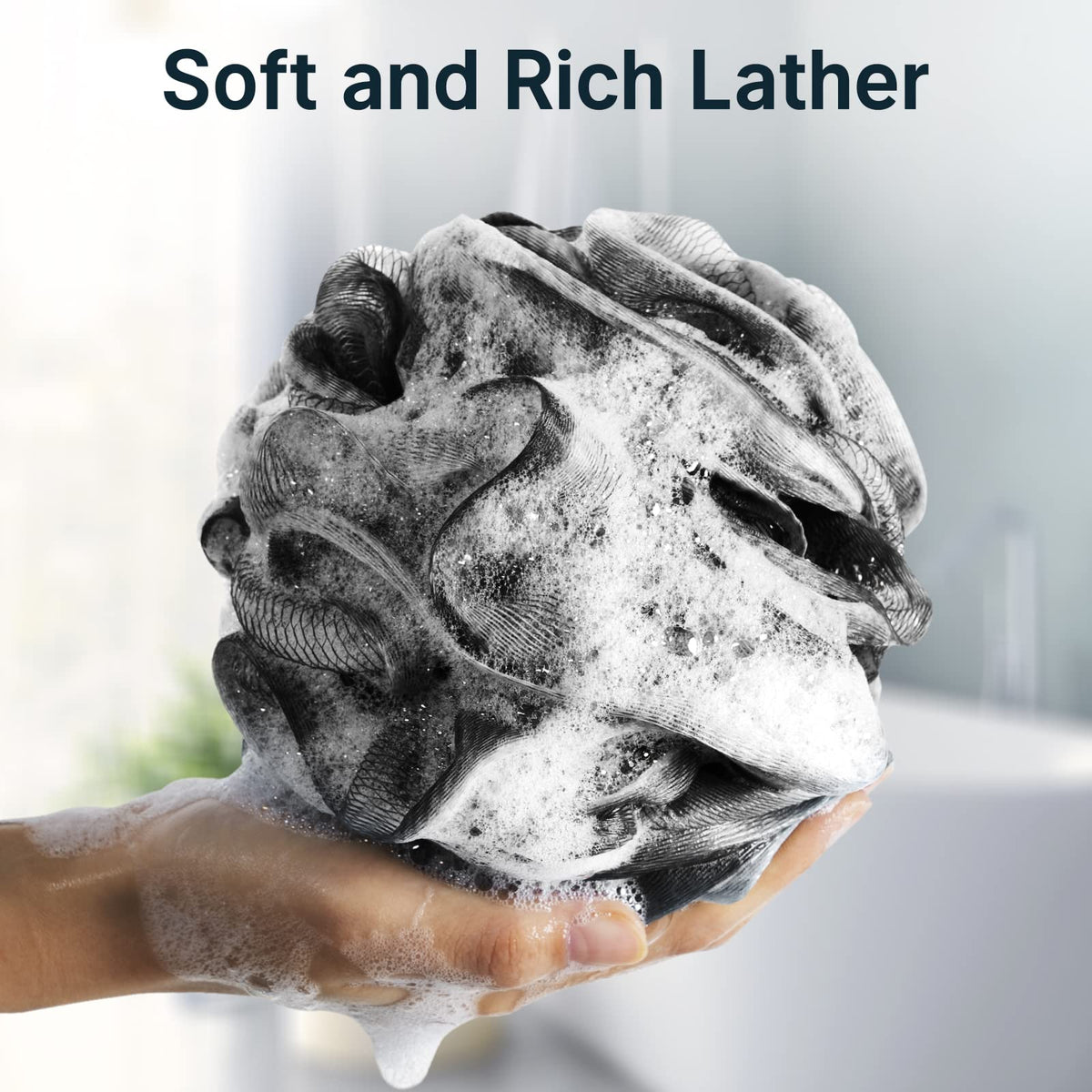 AmazerBath loofah hanging storage ribbon for fast drying and neatness