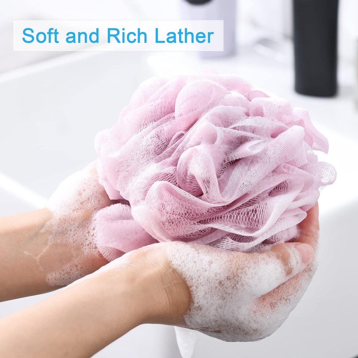 AmazerBath close-up of mesh texture highlighting soft exfoliation benefit