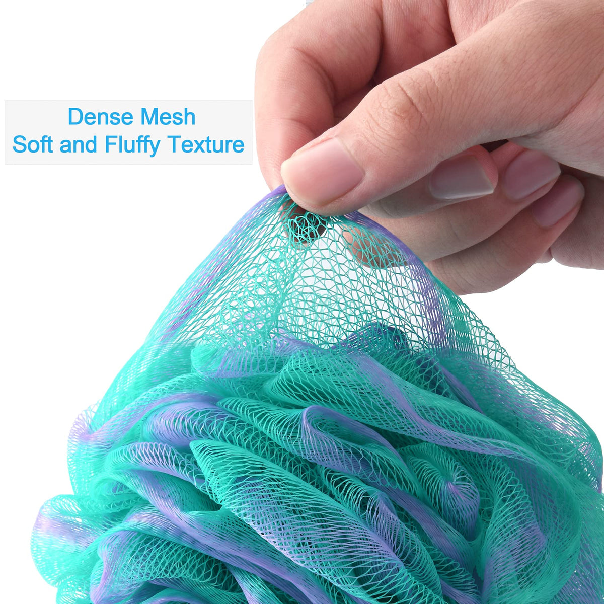 AmazerBath loofah next to ruler showing 5.9 inch diameter for scale and coverage