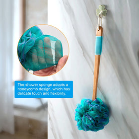 AmazerBath size comparison with ruler showing 17-inch handle for full-back access