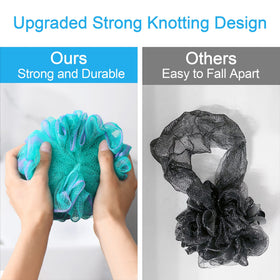 AmazerBath loofah generating thick foam to save body wash and enhance lathering