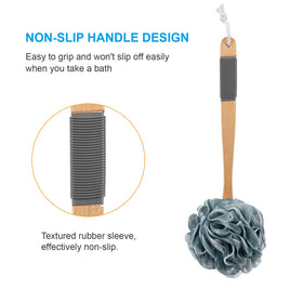 AmazerBath wooden beech-handle detail highlighting sturdy grip