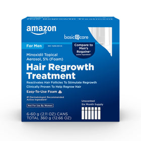 Amazon Basic Care front packaging showing 5% foam and unscented benefit