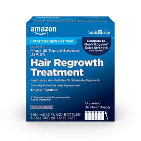 Amazon Basic Care front packaging showing bottle and dropper, clear product presentation and size