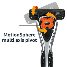 Amazon Basics razor head being rinsed to show anti-clog design and quick cleaning