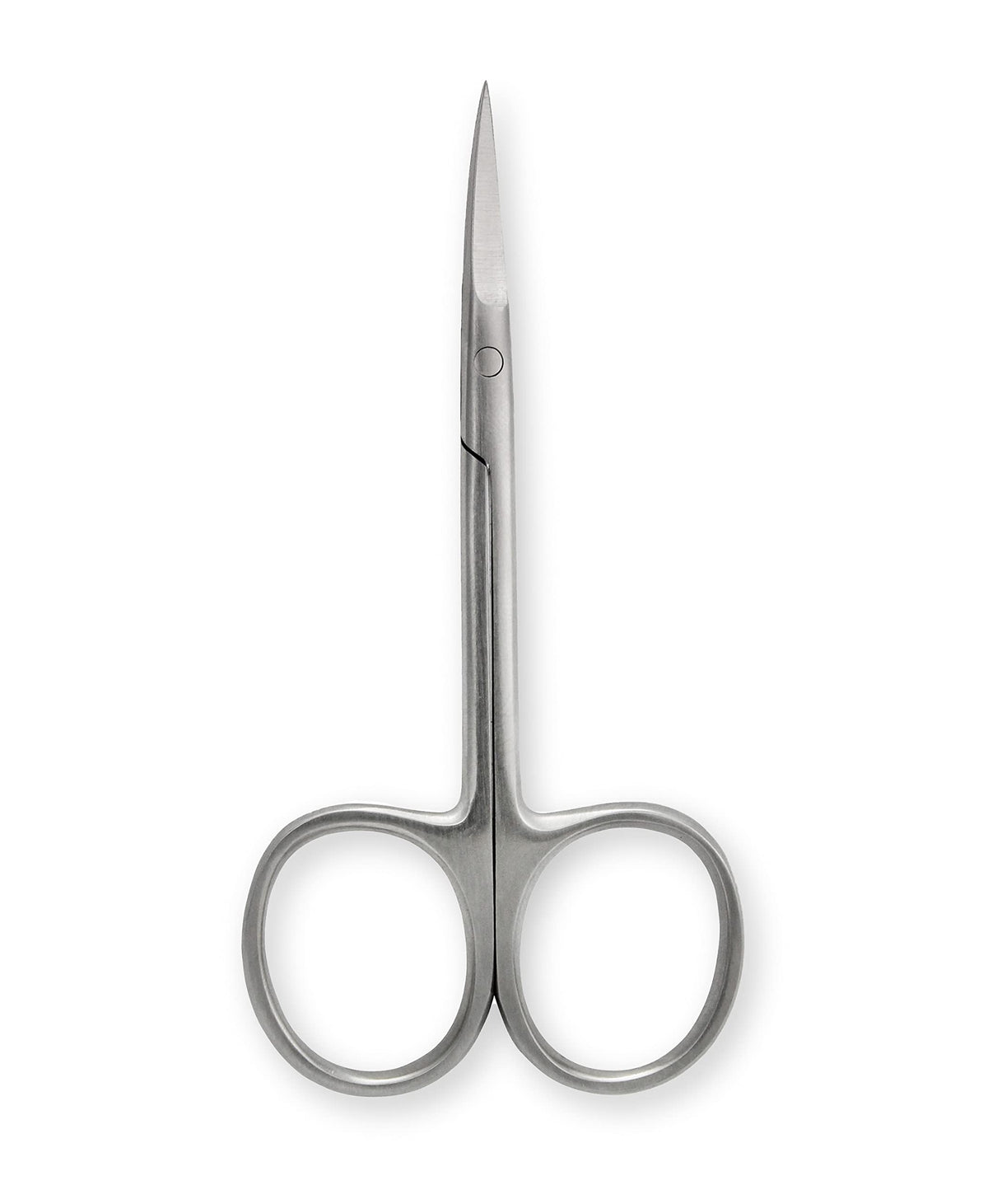Amazon Basics close-up of stainless steel curved blades highlighting precision and sharpness